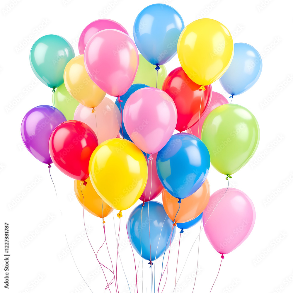 Colorful party balloons isolated on transparent background. Happy birthday concept Colorful party balloons isolated on transparent background. Happy birthday concept