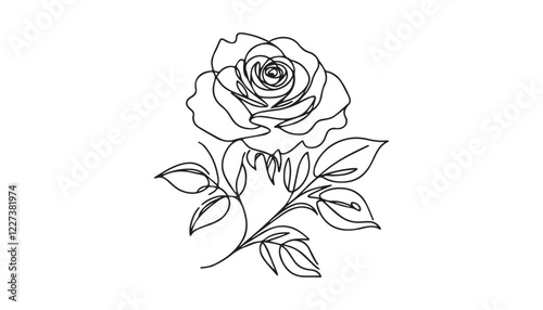 Wallpaper Mural Continuous one single minimal line drawing Rose Torontodigital.ca
