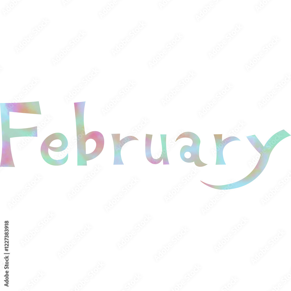Illustration of an image of an icon of the letter February in a beautiful watercolor pattern. Illustration of an image of an icon of the letter February in a beautiful watercolor pattern.