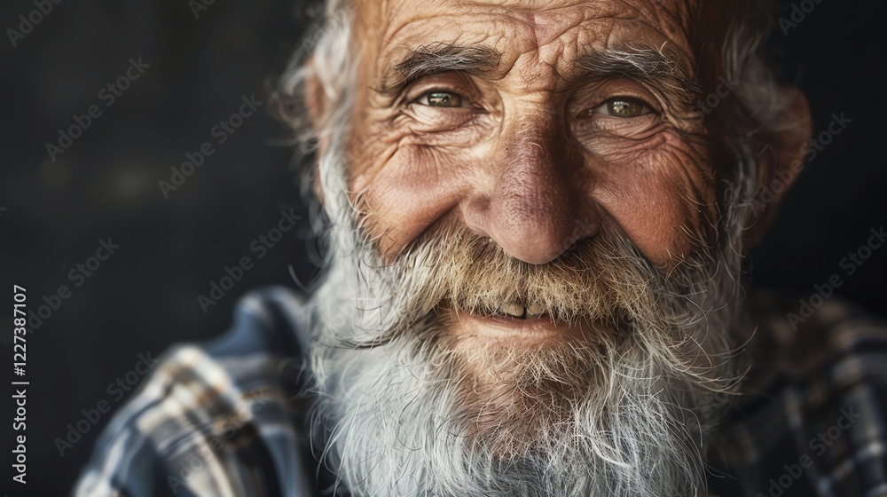 Close-up of a smiling elderly man with a white beard. Close-up of a smiling elderly man with a white beard.