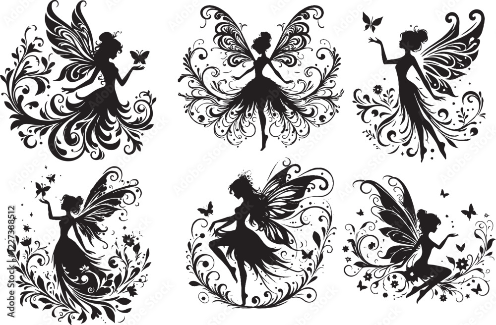 Obraz premium A set of beautiful fairy vector