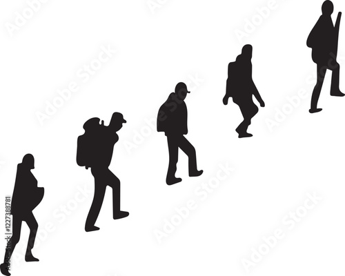 Friends group traveling silhouette vector 