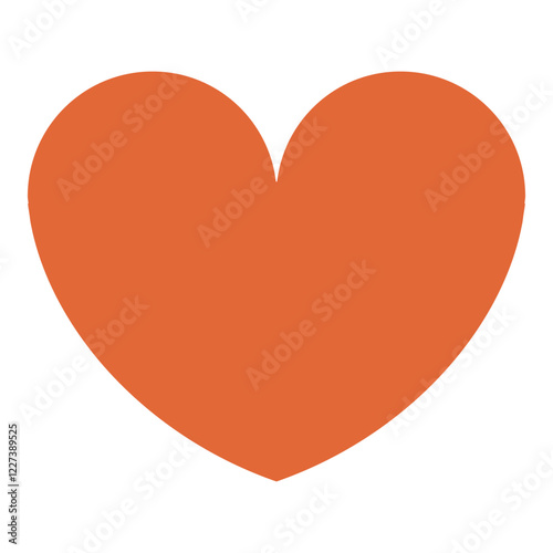 Large orange heart with rounded edges. Ideal for love, kindness, health, togetherness, passion positivity and relationships. Flat color icon. Line metaphor. Simple line icons