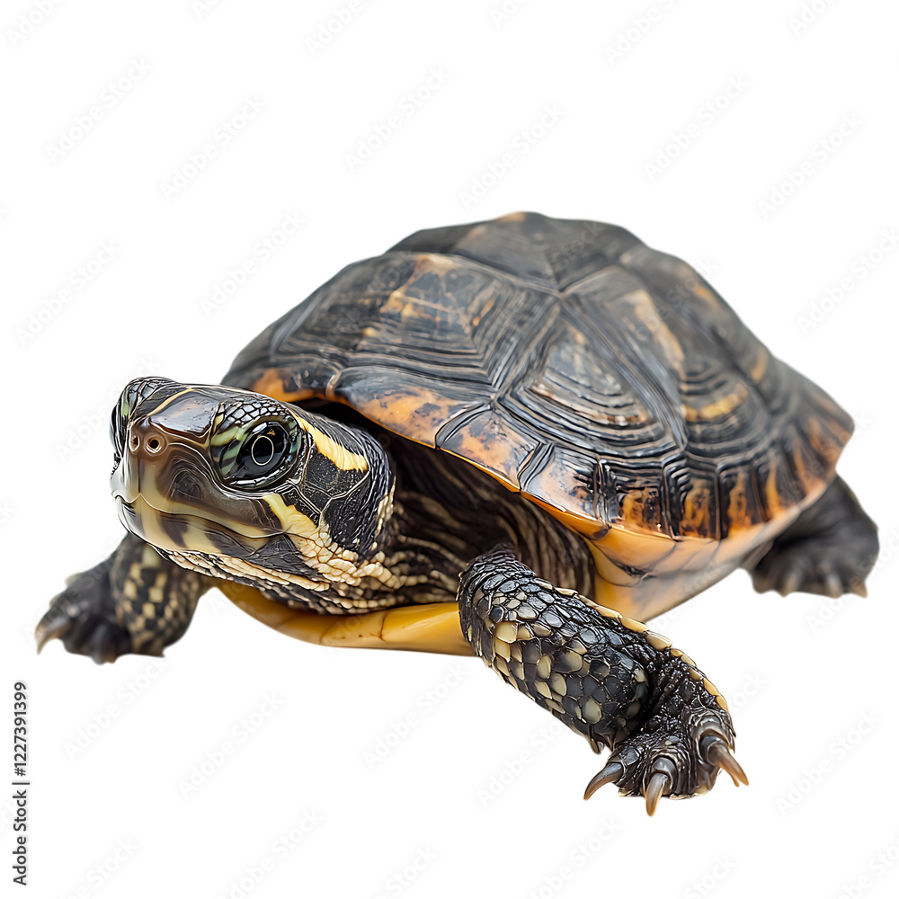 Adorable baby turtle isolated on black background Adorable baby turtle isolated on black background
