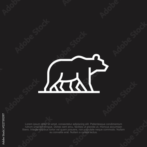 Simple outline line art modern bear logo with a geometric and clean design, ideal for sports teams, wildlife conservation, and outdoor adventure brands