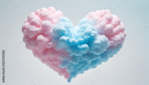 Heart of Clouds: A dreamy, pastel-colored heart shape formed by swirling pink and blue clouds, evoking feelings of love, romance, and ethereal beauty. 