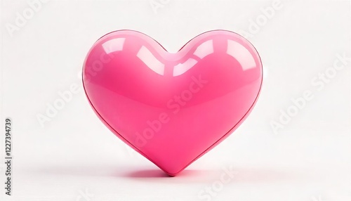 Pink Heart: A 3D rendered image of a glossy, vibrant pink heart, symbolizing love, affection, and care. Perfect for Valentine's Day, romantic projects, and designs conveying warmth and emotion. 