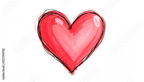 Hand Drawn Red Heart: A simple yet heartfelt illustration of a red heart drawn with a hand-drawn, sketchy style.  The imperfect lines add a touch of personality and warmth.