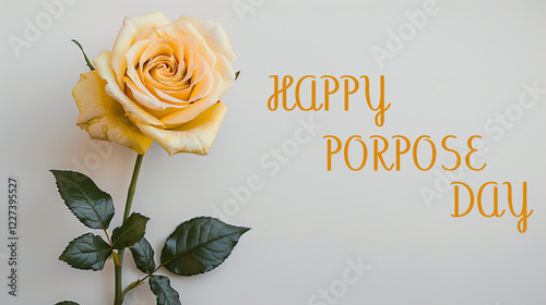 happy porpose day of spring wooden word on wood background top view photo