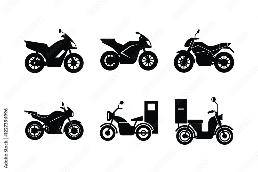 Naklejka premium Electric motorcycle silhouette isolated on white background