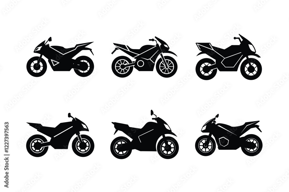 Obraz premium Electric motorcycle silhouette isolated on white clean background