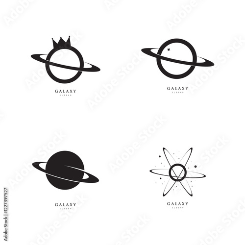 galaxy planet logo icon symbol for astronomy logo design