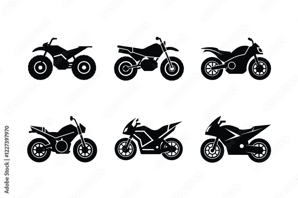 Obraz premium Electric motorcycle silhouette isolated on white background