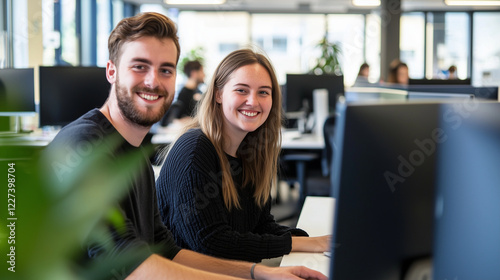 Vibrant Coworking Space with Young IT Professionals Collaborating