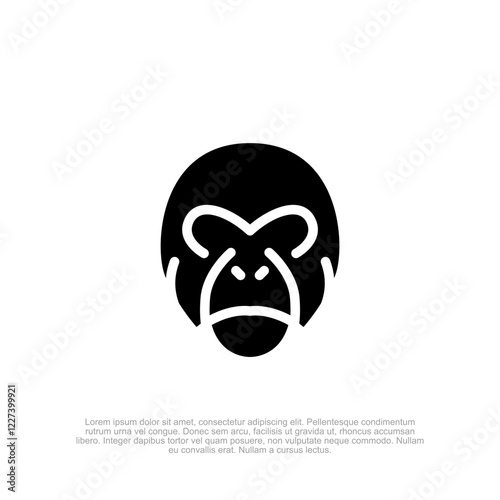 Simple flat apes head logo with a bold and sleek design, ideal for wildlife conservation, animal branding, and modern adventure-themed businesses photo