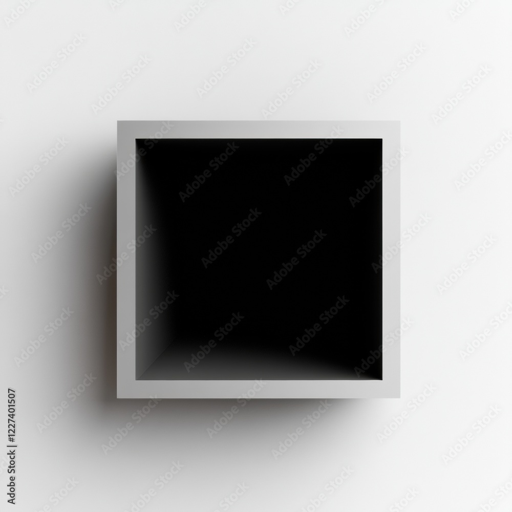 Minimalist black box design with depth creating intriguing visual effect on a white background. Generative AI Minimalist black box design with depth creating intriguing visual effect on a white background. Generative AI