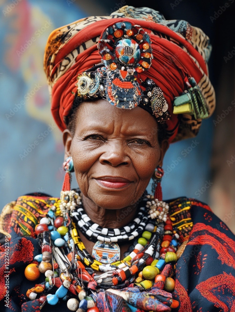 Fototapeta premium Woman with headdress and necklaces