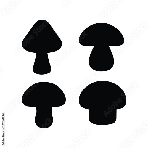 mushrooms set silhouette vector set on white background