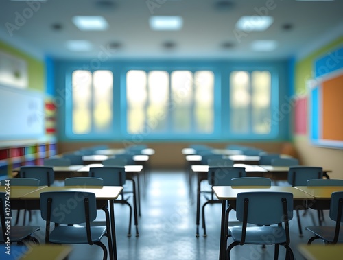 empty kids classroom with chairs