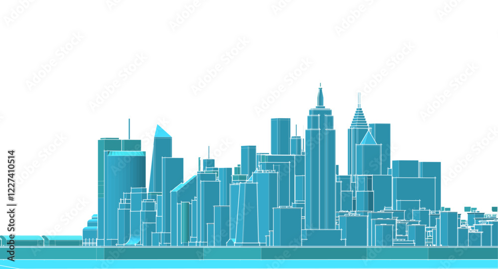 Fototapeta premium modern city industrial landscape 3d