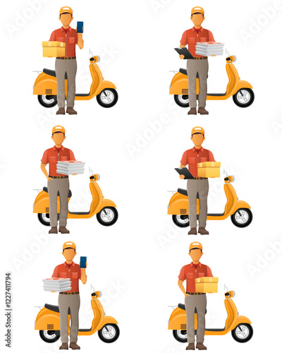 delivery man on scooter courier service vector illustration isolated on white background