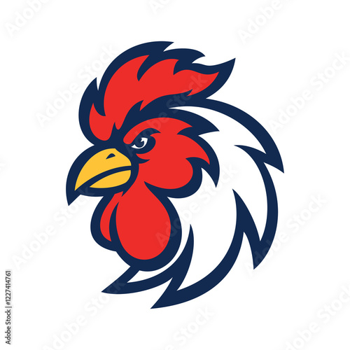 vector cartoon, character, and mascot of a retro rooster head sport logo.eps