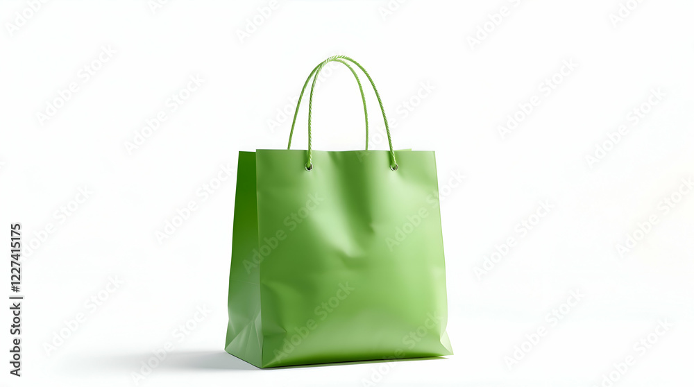 Sleek and Modern Green Paper Bag Design, Reusable Shopping Bag Mockup for Branding, p[lace for text Sleek and Modern Green Paper Bag Design, Reusable Shopping Bag Mockup for Branding, p[lace for text