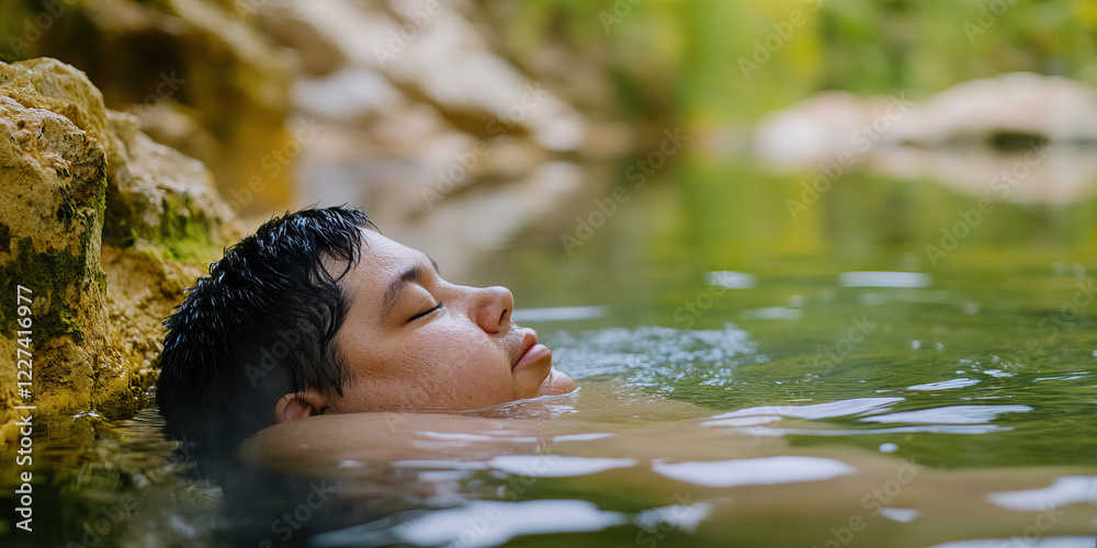 Fototapeta premium Person Floating in Natural Water