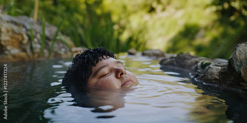 Fototapeta premium Person Floating in Natural Pool