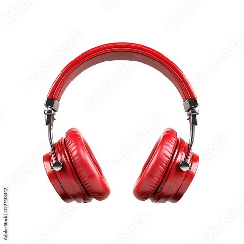 red headphones isolated on a transparent background, in a PNG format