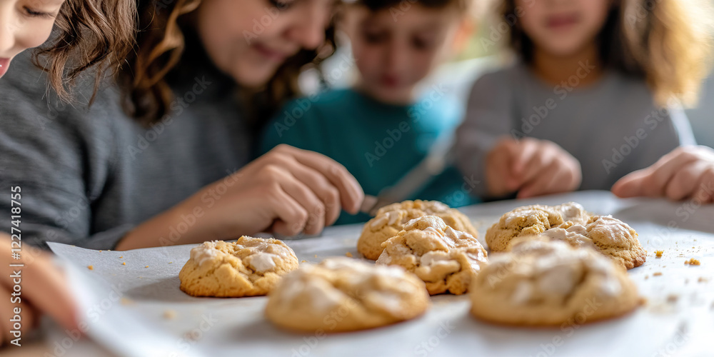 Iced Cookies and Children at Table Iced Cookies and Children at Table