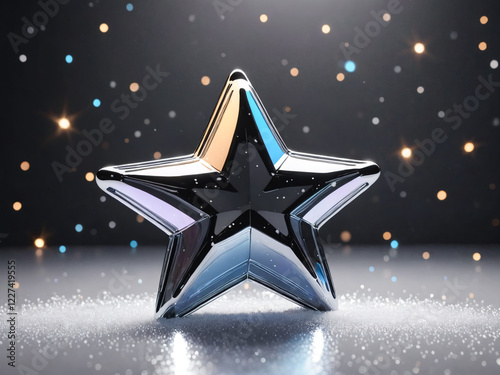 shiny metallic christmas star decoration mood