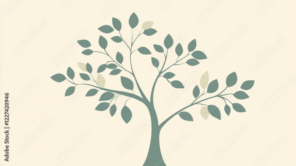 Stylized tree icon featuring branches and leaves in a minimalistic design suitable for various artistic applications. Generative AI Stylized tree icon featuring branches and leaves in a minimalistic design suitable for various artistic applications. Generative AI