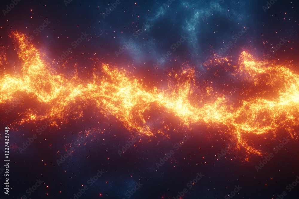Fototapeta premium Fiery cosmic swirl illuminating the dark expanse of space in a vibrant display of stellar energy