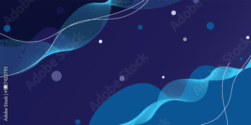 Flowing dark blue curve shape with soft gradient vector abstract background, relaxing and tranquil art, can illustrate health medical or sound of music