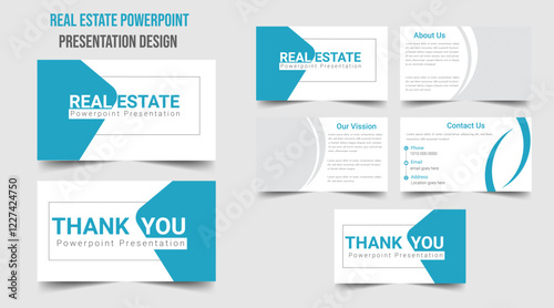 Powerpoint presentation templates set for business and real estate. Use for keynote presentation, brochure design, website slider, landing page, annual report, company profile, social media banner