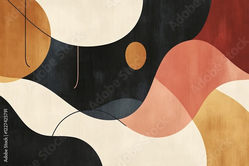 Abstract Modern Art with Earthy Tones and Geometric Shapes