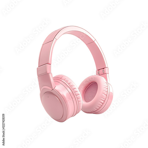 pink headphones isolated on a transparent background, in a PNG format