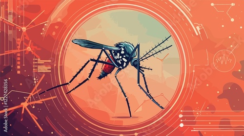 Dengue Prevention and Disease Awareness Flat Vector Illustration photo