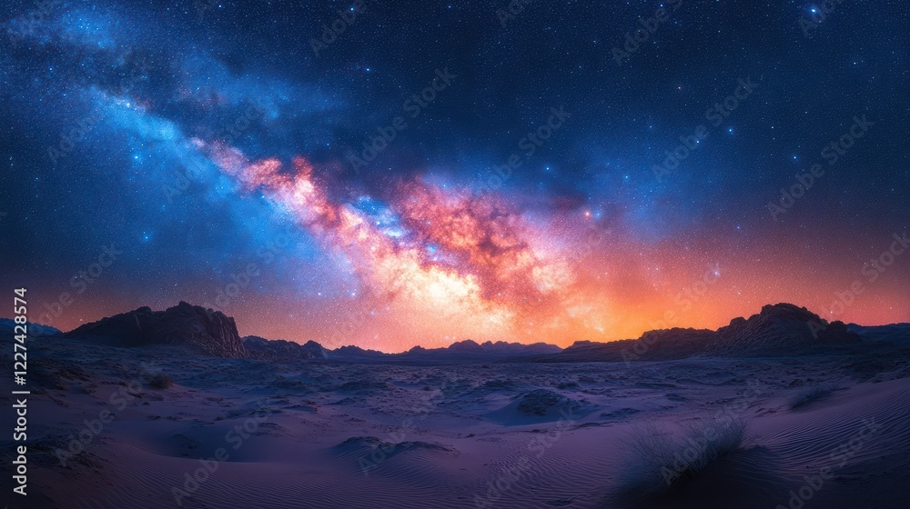 Milky Way Galaxy over Desert Landscape Milky Way Galaxy over Desert Landscape