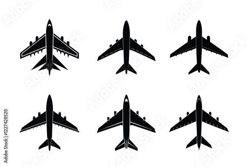 Various airplane shapes, Collection of Jet and Aircraft Vector Icons