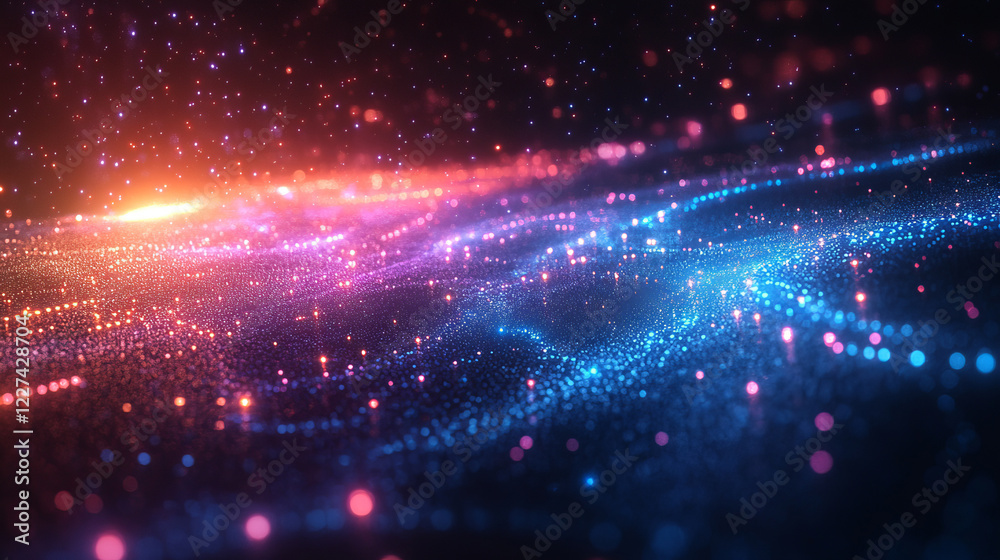 Vibrant neon abstract background with multicolored lights against a dark backdrop