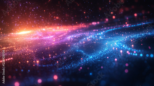 Vibrant neon abstract background with multicolored lights against a dark backdrop