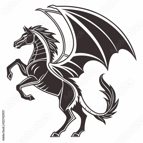 Creative animal icon  Dragon-Horse Hybrid vector illustration