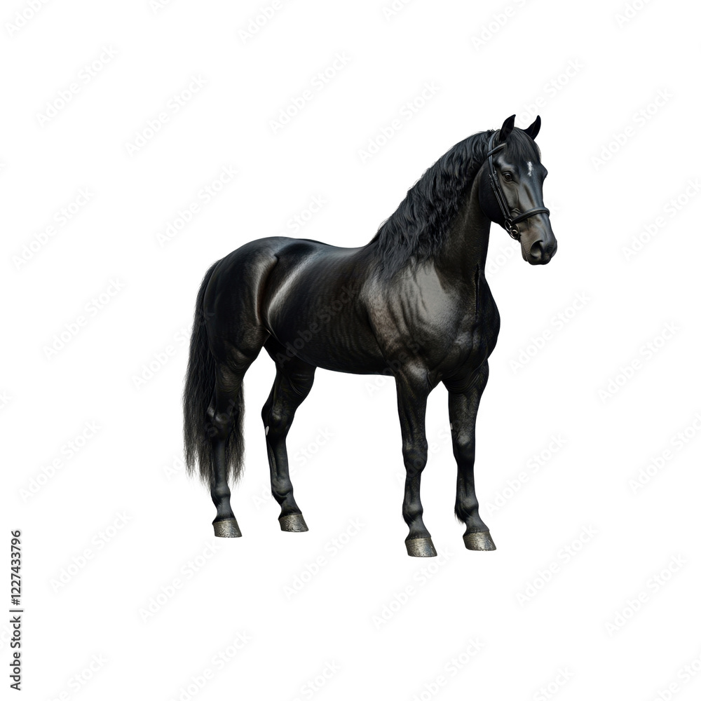Obraz premium Majestic black horse standing gracefully in natural setting