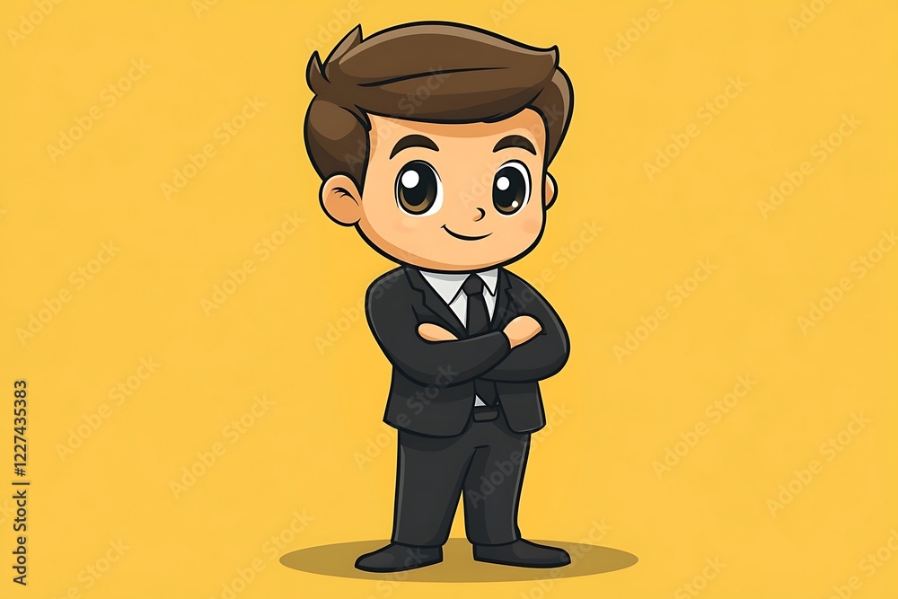 Adorable 3D Cartoon Child Businessman