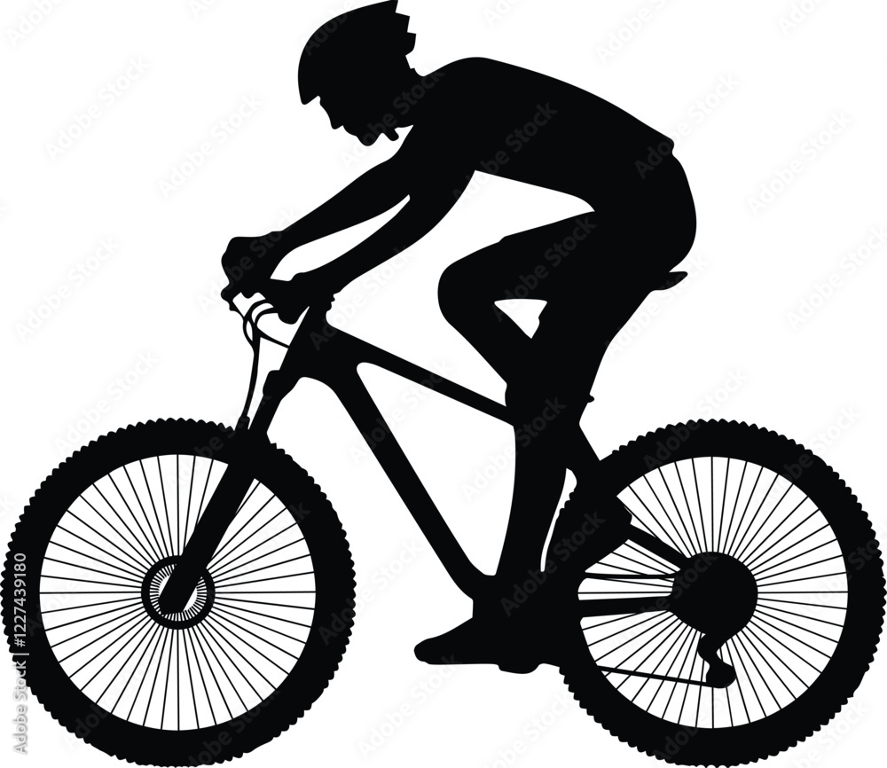 Obraz premium silhouette of a person riding a bicycle - Silhouette of a cyclist