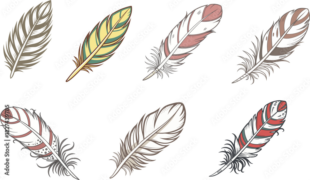Feather Vector Art Illustrations. Collection of Lightweight and Elegant Feather Graphics. Feather Vector Art Illustrations. Collection of Lightweight and Elegant Feather Graphics.