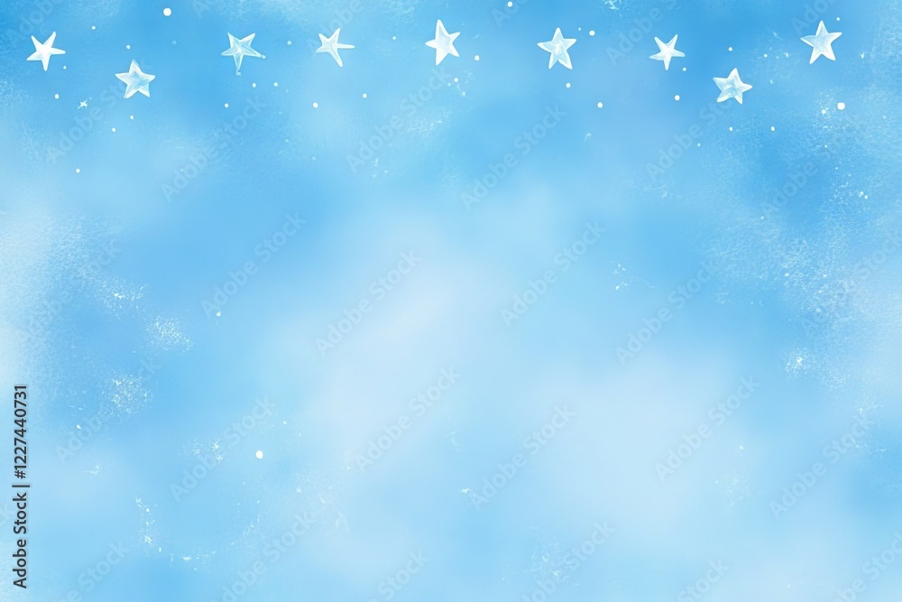 Fototapeta premium Horizontal watercolor border featuring stars of David.