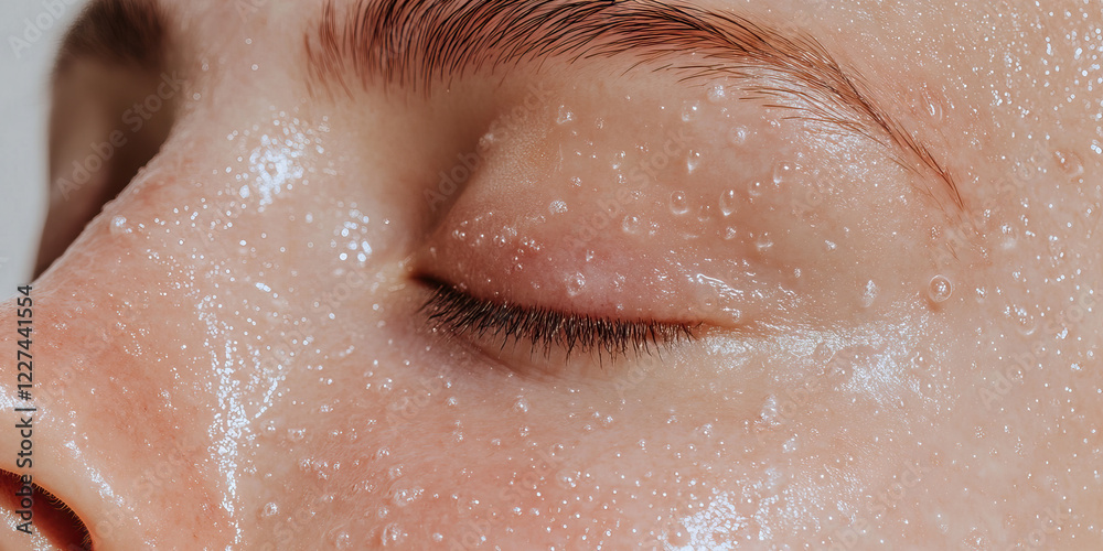 Fototapeta premium Close-up of Face with Translucent Cosmetic Gel